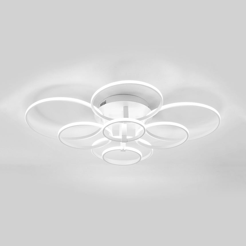 Acrylic Rings LED Semi Flush Light Simple 4/6/8 Lights Ceiling Mount Light Fixture in Warm/White Light