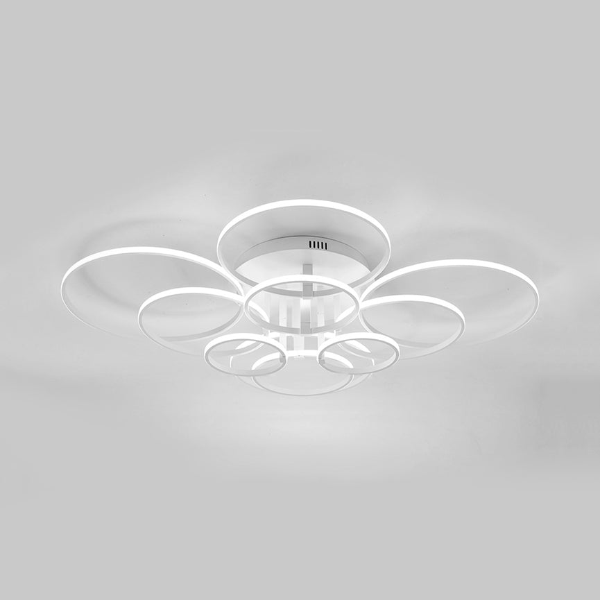 Acrylic Rings LED Semi Flush Light Simple 4/6/8 Lights Ceiling Mount Light Fixture in Warm/White Light