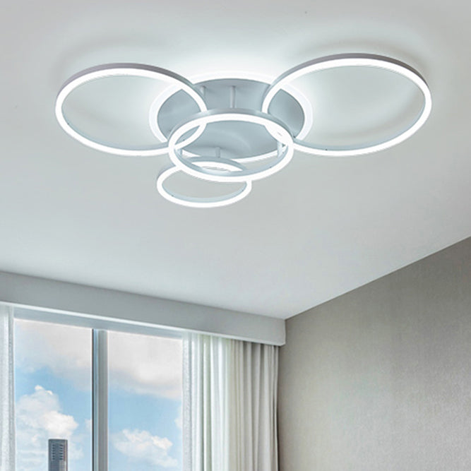 Acrylic Halo-Like Ring Flush Ceiling Light Simple LED 2/3/5 Lights White Flush Mount Ceiling Light Fixture in Warm/White Light