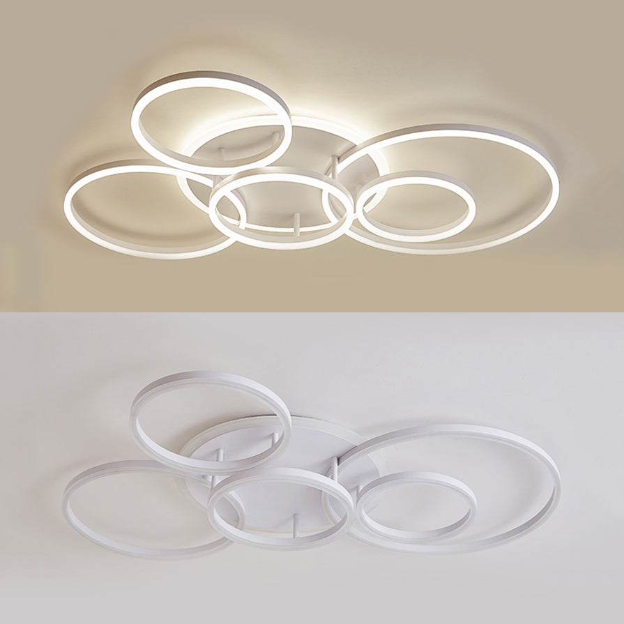 Acrylique Halo-Like Ring Flush Ceiling Light Voyant simple 2/3/5 Lumière White Flush Mount Ceiling Light Fixture in Warm / White Light