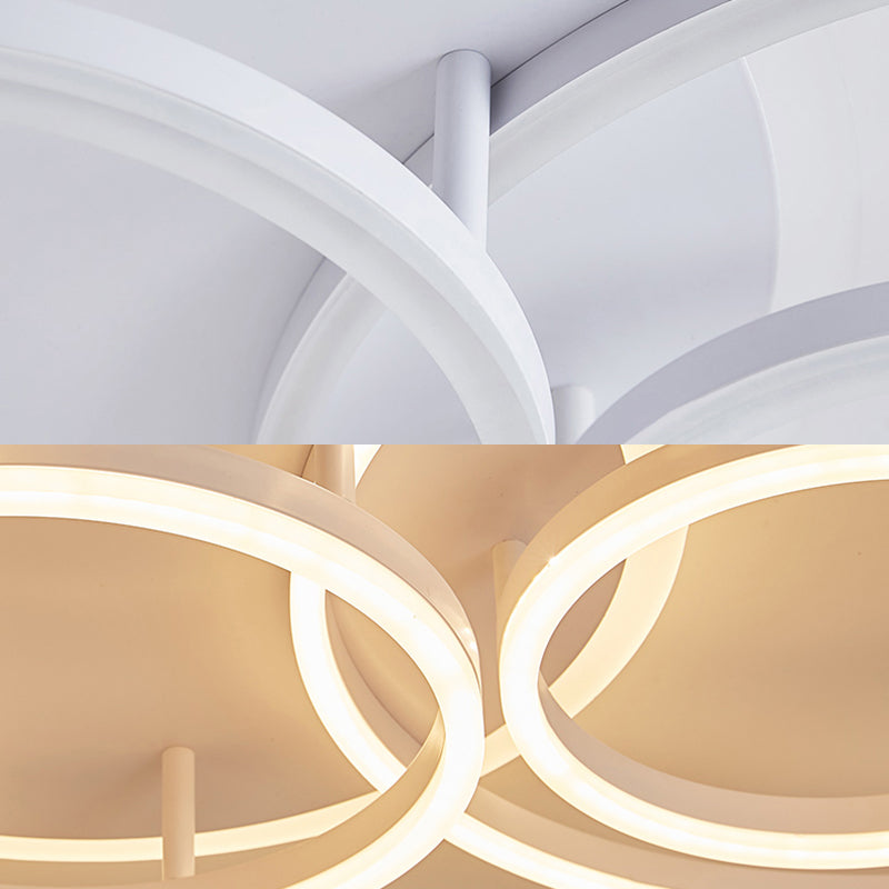 Acrylic Halo-Like Ring Flush Ceiling Light Simple LED 2/3/5 Lights White Flush Mount Ceiling Light Fixture in Warm/White Light