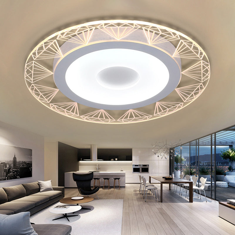 Diamond-Shaped Flush Ceiling Light Modern Acrylic 8"/16.5"/20.5" Wide LED Living Room Flush Mount Lamp in Warm/White Light