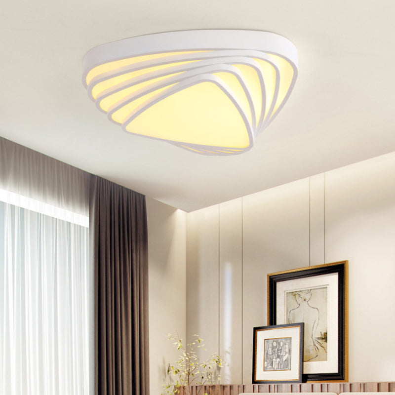 Modern Triangle Acrylic Shade Flush Mount Light Fixture White Bedroom Integrated LED Ceiling Flush Mount in Warm/White