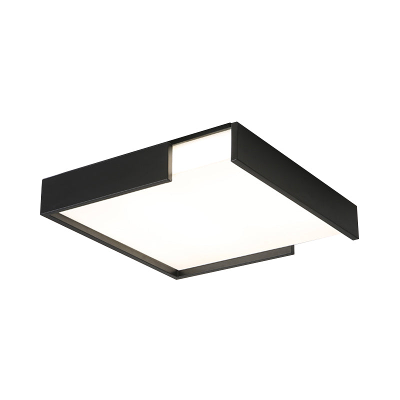 Squared Flush Mount Light Minimalism 16 "/19.5" Dia LED Acrylique Ceiling Mounted Light in Black / White for Bedroom, Warm / White Light