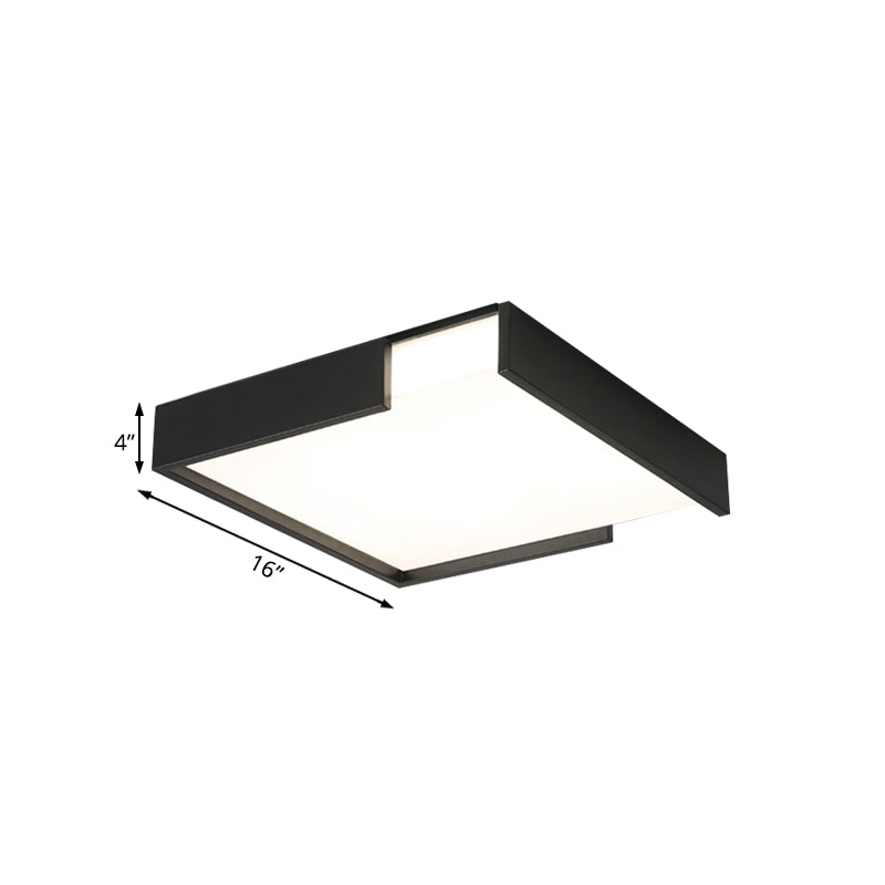 Squared Flush Mount Light Minimalism 16"/19.5" Dia LED Acrylic Ceiling Mounted Light in Black/White for Bedroom, Warm/White Light