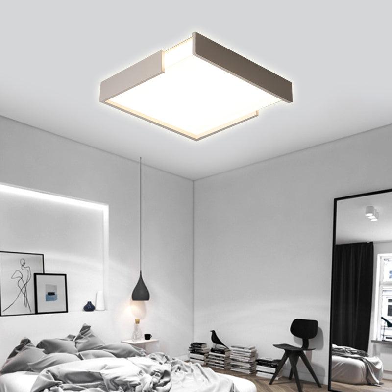 Squared Flush Mount Light Minimalism 16 "/19.5" Dia LED Acrylique Ceiling Mounted Light in Black / White for Bedroom, Warm / White Light