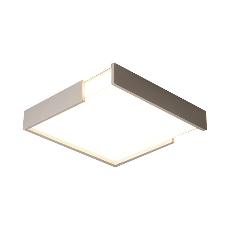 Luz cuadrada de montaje empotrado minimalismo 16 "/19,5" de diámetro LED acrílico montado en el techo en negro/blanco para dormitorio, luz blanca/cálida