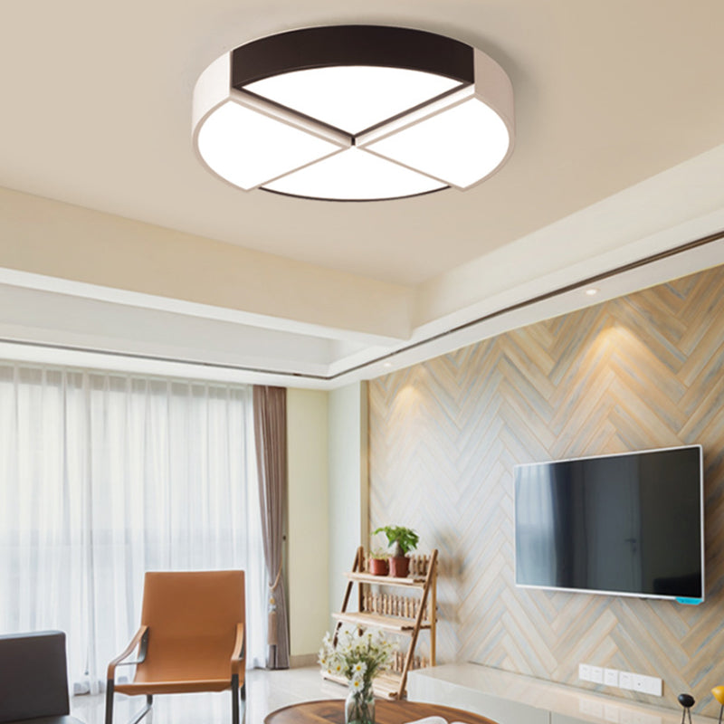 Plafonnier circulaire noir, luminaire de plafond moderne et élégant en acrylique LED pour salon