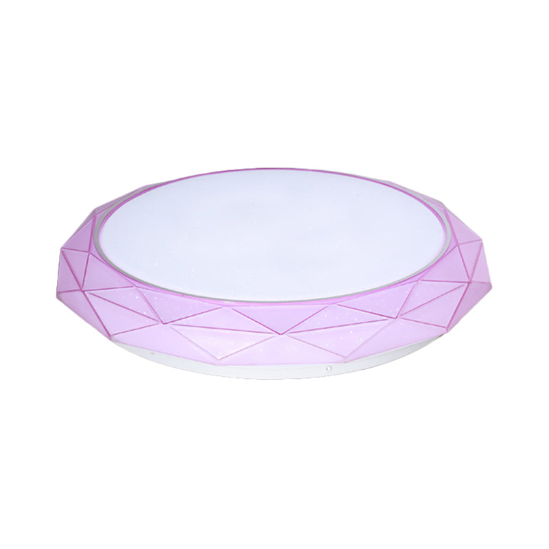 Diamond Flush Massimale Light Nordic Acrylic Shade White / Pink / Blue LED Bedroom Soffsh Mount in Warm / White, 16 "/19.5" Dia