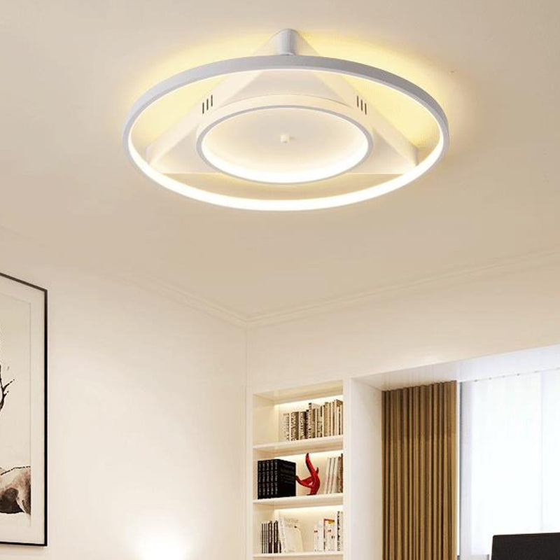 Modern LED Flush Mount Light with Acrylic Shade White Rings Ceiling Lamp in Warm/White Light