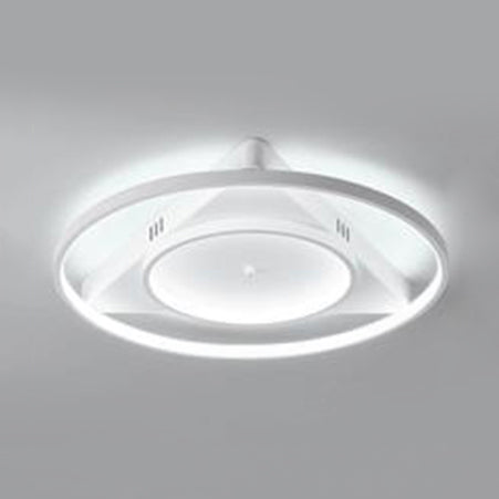 Modern LED Flush Mount Light with Acrylic Shade White Rings Ceiling Lamp in Warm/White Light