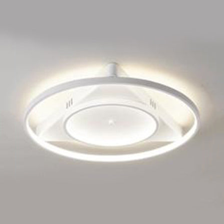 Modern LED Flush Mount Light with Acrylic Shade White Rings Ceiling Lamp in Warm/White Light