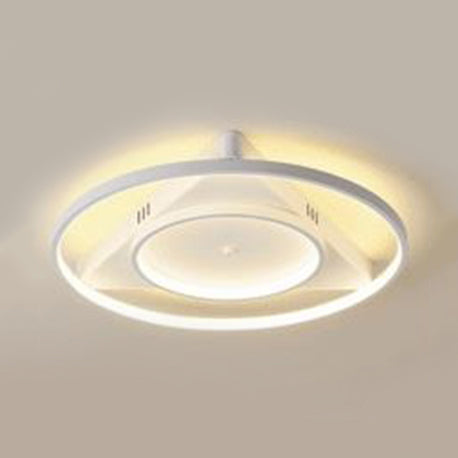 Modern LED Flush Mount Light with Acrylic Shade White Rings Ceiling Lamp in Warm/White Light