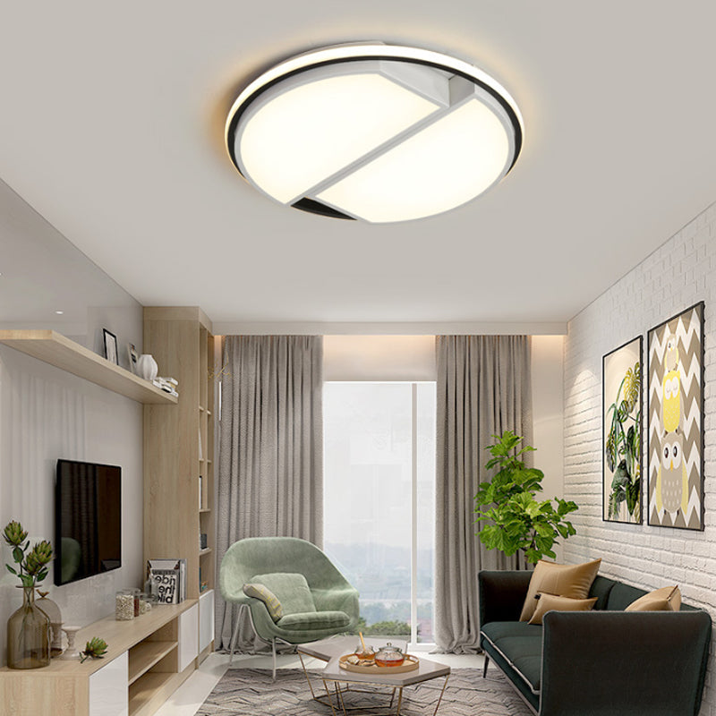 White Round Flush Mount Light Fixture met Acrylic Shade Simple Metal LED 16 "/19.5" Dia Ceiling Flush Mount voor slaapkamer