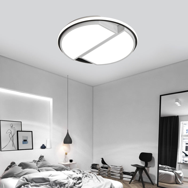 White Round Flush Mount Light Fassung mit Acrylatschirm Einfache Metall-LED 16 "/19.5" dia Deckenbündige Halterung für Schlafzimmer