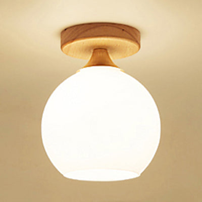 Modern Style White Flush Ceiling Light One Head Opal Glass Ceiling Lamp for Bathroom