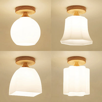 Modern Style White Flush Ceiling Light One Head Opal Glass Ceiling Lamp for Bathroom