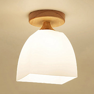 Modern Style White Flush Ceiling Light One Head Opal Glass Ceiling Lamp for Bathroom