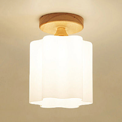 Modern Style White Flush Ceiling Light One Head Opal Glass Ceiling Lamp for Bathroom