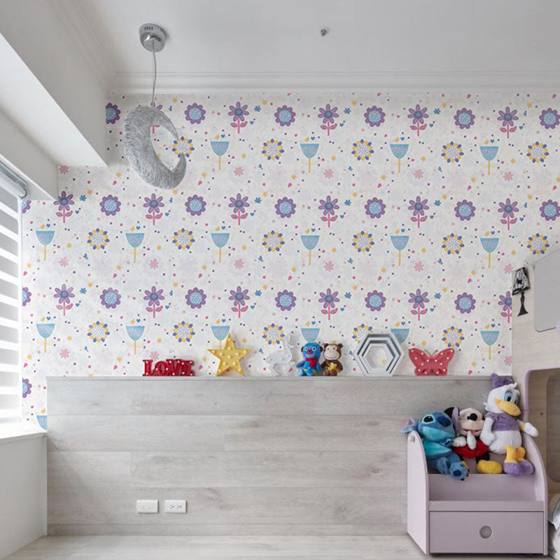 Multi-Colored Simple Wallpaper 20.5"W x 33'L Cartoon Cloud Wall Covering for Children Bedroom