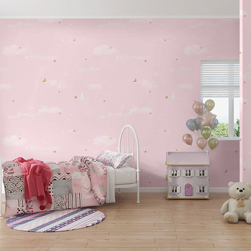 Musical Notes Wall Covering for Children Bedroom Simplicity Wallpaper Roll, Non-Pasted, 31' by 20.5"