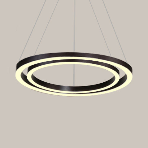 Chandelier Brun Hoop Chandelier Contemporain 1/2/3 Ring Acrylique LED Plafond Aymordage en lumière chaude / blanche