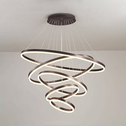 Chandelier Brun Hoop Chandelier Contemporain 1/2/3 Ring Acrylique LED Plafond Aymordage en lumière chaude / blanche