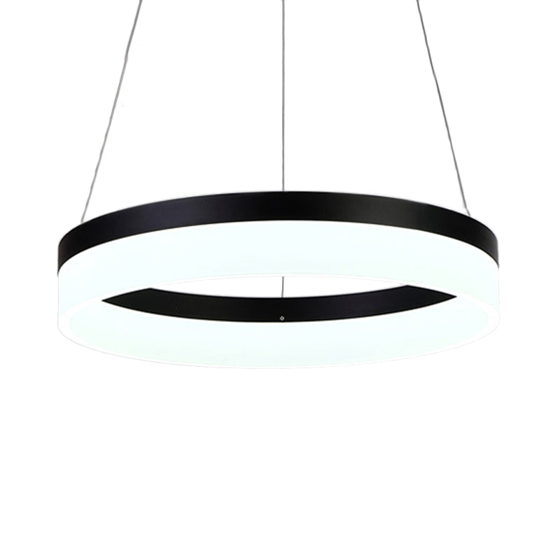 Pendre de lustre rond LED acrylique moderne 1/2/3 Light Black / White / Gol Lightture de plafond en lumière chaude / blanche