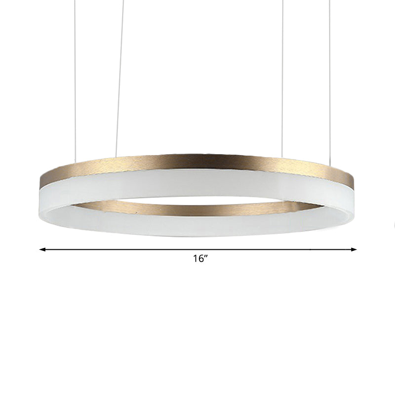 Pendre de lustre rond LED acrylique moderne 1/2/3 Light Black / White / Gol Lightture de plafond en lumière chaude / blanche