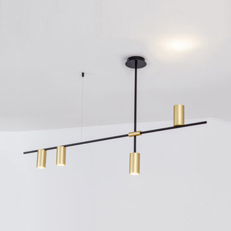 Asymmetrische Zylinderkronleuchterbeleuchtung Moderne Metall 3/4/9 Köpfe Gold Deckenlampe für Esszimmer in warm/weiß