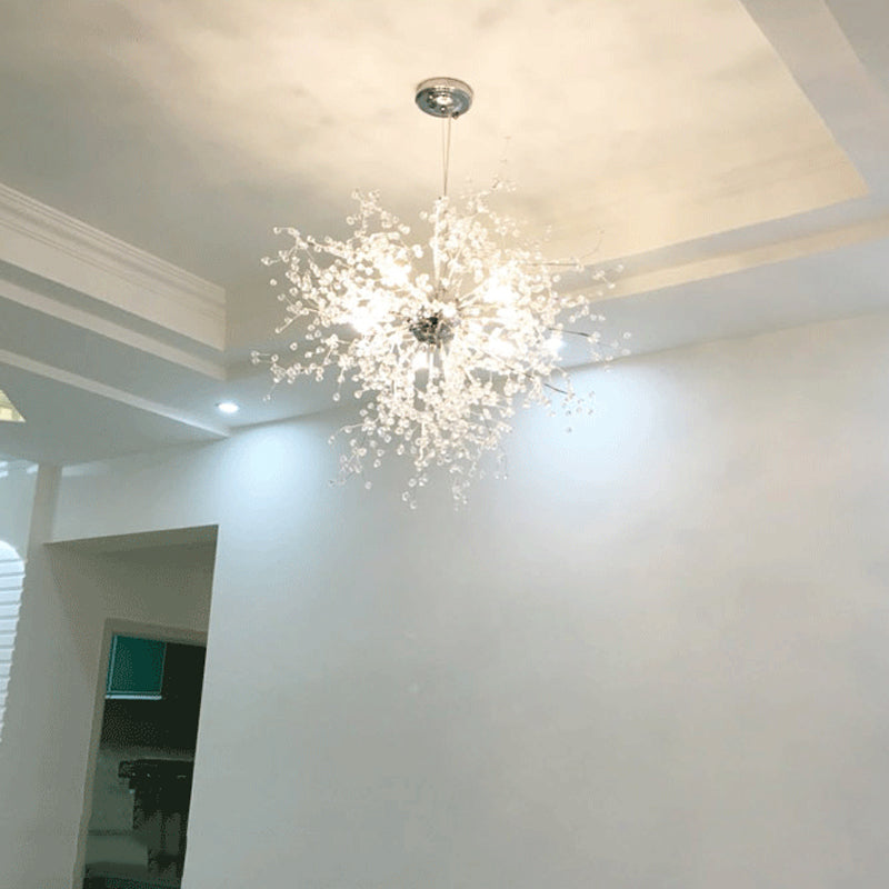 8/12 Lumières Assayeur de plafond intérieur avec une nuance de cristal de feu d'éclairage transparent contemporain clair