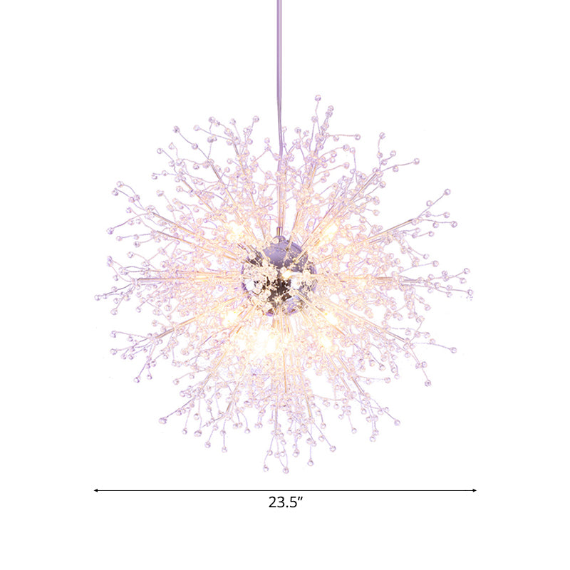 8/12 Lights Indoor Ceiling Fixture with Firework Crystal Shade Contemporary Clear Chandelier Lighting