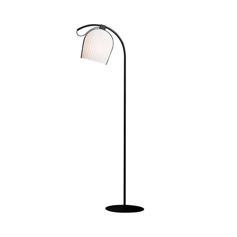 Finitura nera Stand Up Light Modernist 1 Testa Bianco Bianco Bimbato Lampada da pavimento in vetro