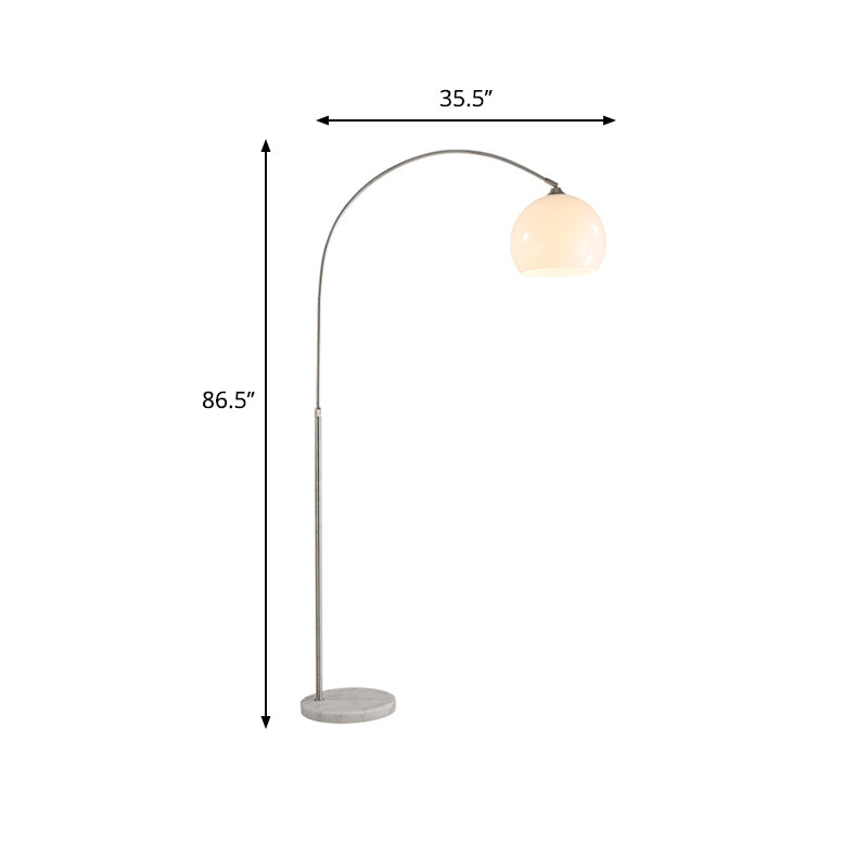 Frosted Glass Global vloerlicht Minimalistisch 1 lamp Wit staande vloerlamp met gebogen arm