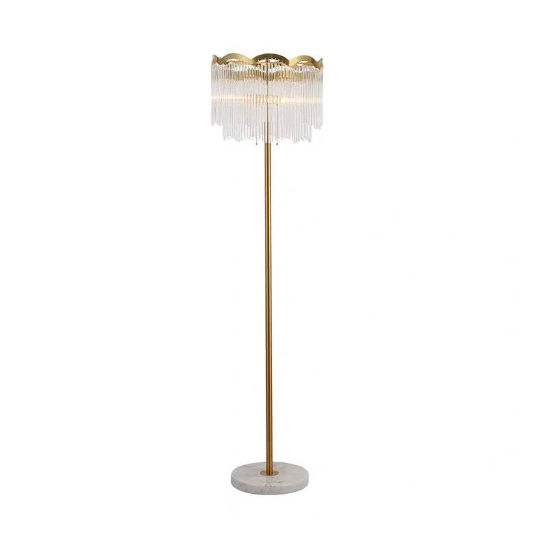 Éclairage du sol rond ondulé Post de verre transparent moderne Bar 3 lumières Gold Pinder