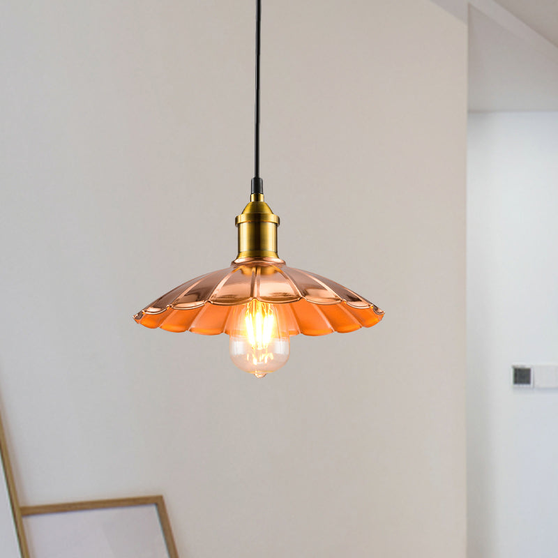 Industriële stijl geschulpte hanglampverlichting 1 licht metallic hangende lamp in koper voor slaapkamer