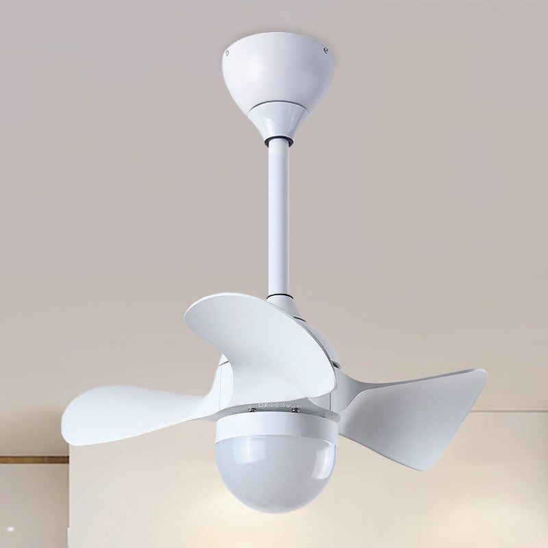 Moderne koepelschaduw ventilator verlichtingsarmatuur acryl slaapkamer led semi -spoelbevestiging met 3 korte messen in wit/koffie, 23 "w