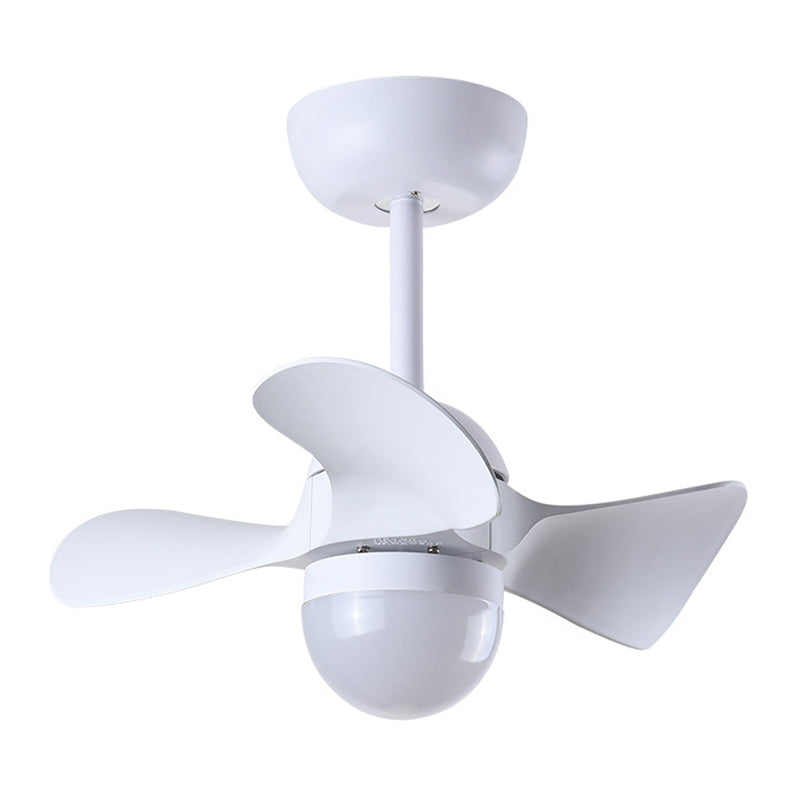 Dome Dining Room LED Ceiling Fan Acrylic 3 Blades Nordic Semi Mount Lighting in White, 23" Width