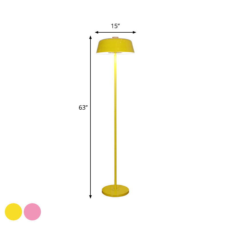 Barn Shade Floor Standing Light Nordic Metallic Single Light Pink/Yellow Finish Stand Up Lamp