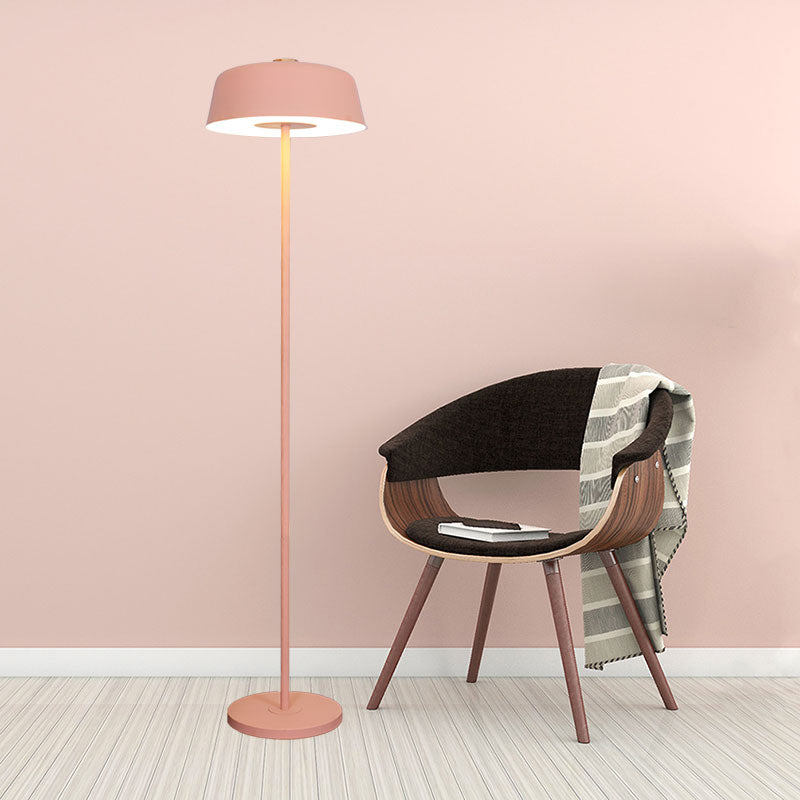 Barn Shade Floor Standing Light Nordic Metallic Single Light Pink/Yellow Finish Stand Up Lamp