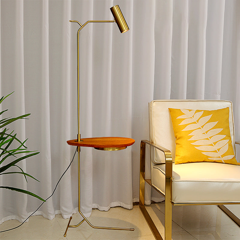 Tubular Metal Floor Table Light Postmodern LED Gold Standing Floor Lamp for Living Room