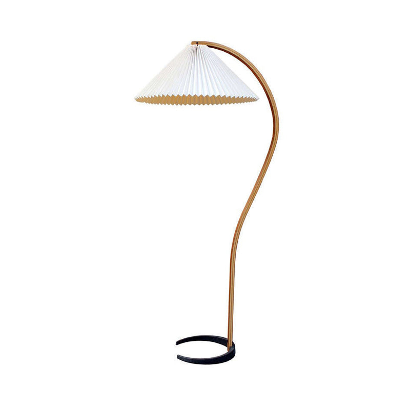 1 lichte bedvloerlicht Modernistische witte opstaanlamp met conische stofschaduw