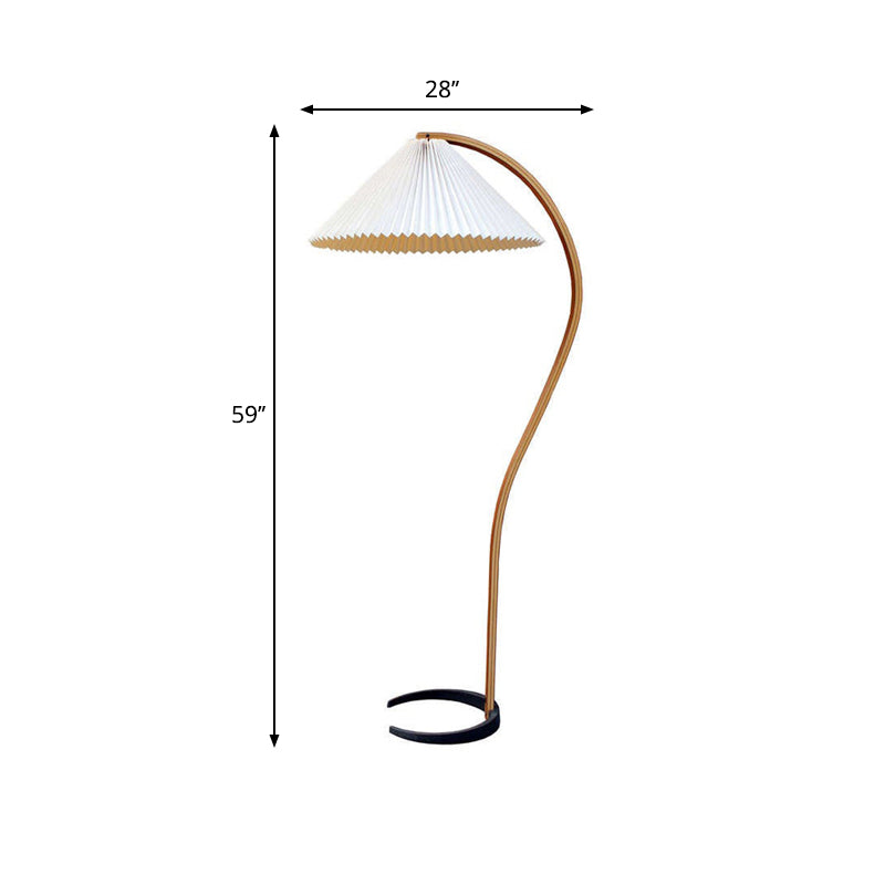 1 lichte bedvloerlicht Modernistische witte opstaanlamp met conische stofschaduw