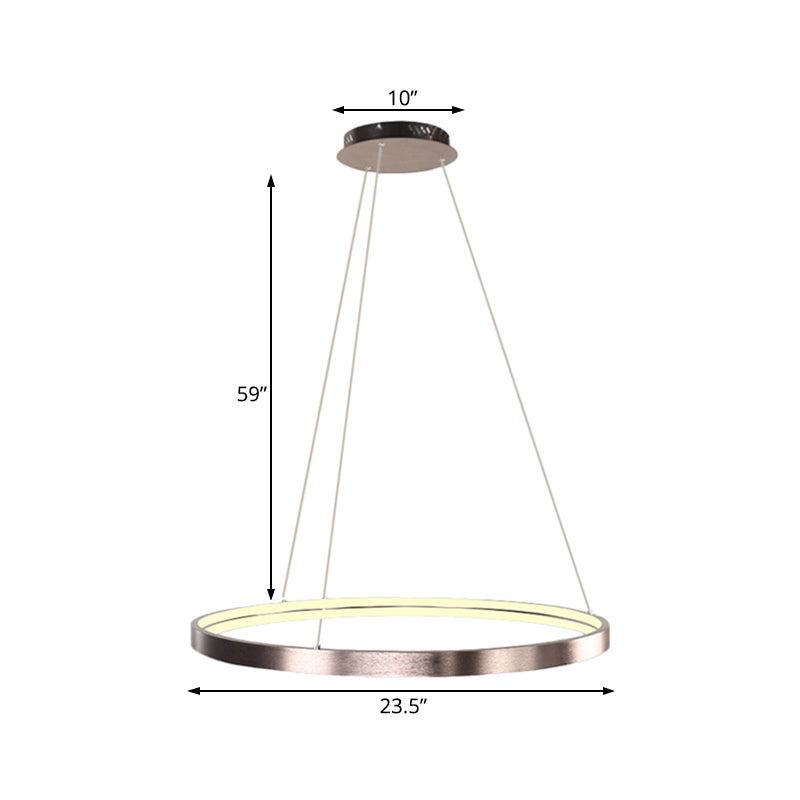 16"/23.5"/31.5" Dia Modern LED Chandelier Light with Acrylic Shade Brown Ring Ceiling Light Fixture in Warm/White/Natural Light