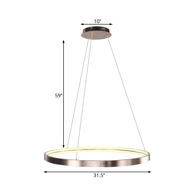 16"/23.5"/31.5" Dia Modern LED Chandelier Light with Acrylic Shade Brown Ring Ceiling Light Fixture in Warm/White/Natural Light