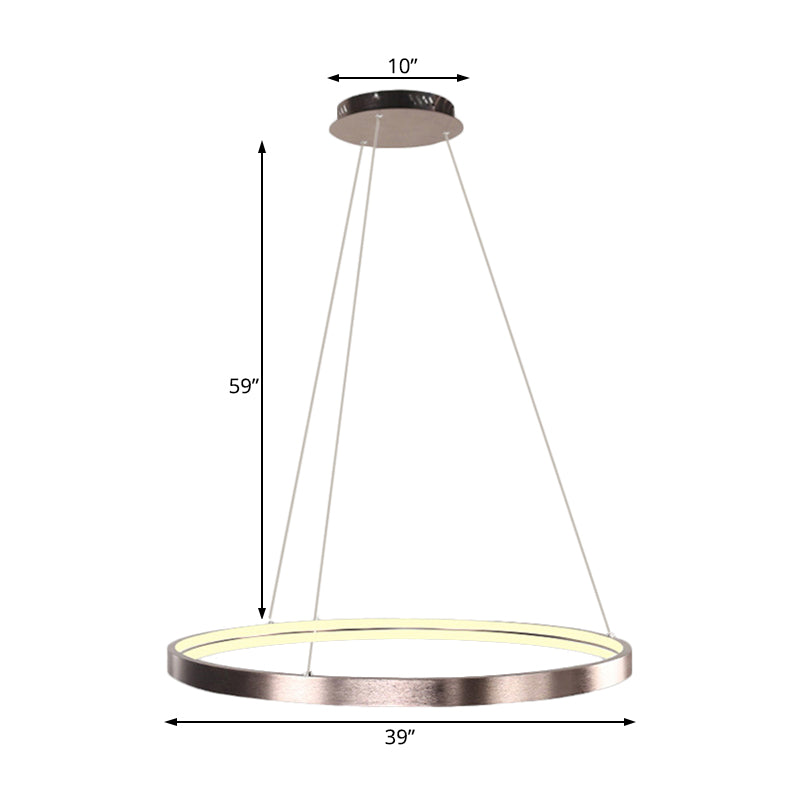 16"/23.5"/31.5" Dia Modern LED Chandelier Light with Acrylic Shade Brown Ring Ceiling Light Fixture in Warm/White/Natural Light