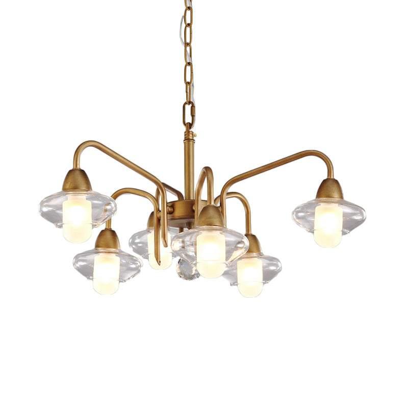 Brass Elliptical Chandelier Lamp Post Modern Multi Lights Led Clear Glass Pendant Light Fixture