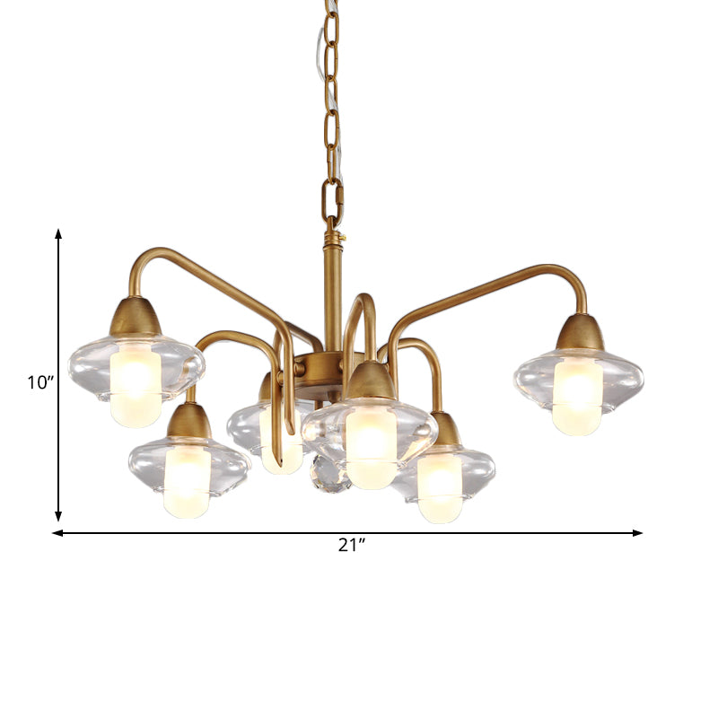 Brass Elliptical Chandelier Lamp Post Modern Multi Lights Led Clear Glass Pendant Light Fixture