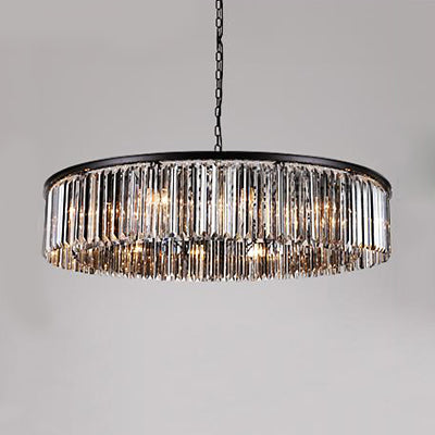 Tambour de lustre de lustre Light Light contemporain ambre / gris clair / fumée Crystal à la lumière de suspension à LED légère avec chaîne réglable