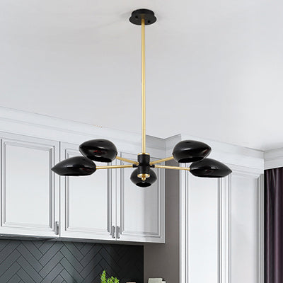 Ellipse Dining Room Hanging Light Contemporary Metal 5/6/8 Lights Black/White Chandelier Light Fixture